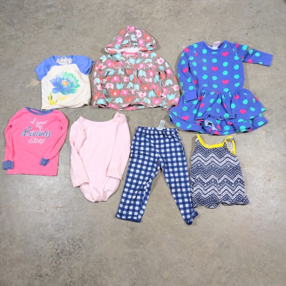 7pc Toddler Baby Girl Clothing Lot 2T 24M Carter's Old Navy Danskin Mixed Brands